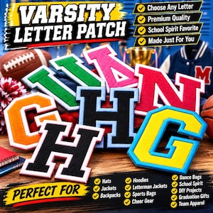 High School Varsity Letters Patch College Letterman Jacket Embroidered Iron-on/Sew-on DIY Applique Football Baseball Team Jersey Team Colors