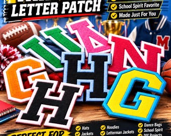 High School Varsity Letters Patch College Letterman Jacket Embroidered Iron-on/Sew-on DIY Applique Football Baseball Team Jersey Team Colors
