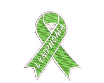 Lymphoma Awareness Green Ribbon Patch Embroidered Iron-on Applique Vest Jacket Clothing Nurse Family Friends Help Fundraising
