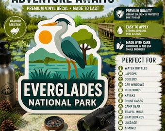 Everglades National Park - Waterproof Vinyl Sticker, UV resistant Decal/Sticker Decal/Vinyl Graphic Nature Decal/Car/Truck/Window/Bumper