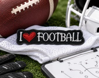 I Love Football Patch/Iron-on Patch/Sports Theme/High School/College/Embroidered Sew-On Applique for Clothing Vest/Jacket Hats Backpack Gear