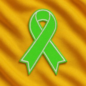 Non Hodgkin Lymphoma Awareness Green Ribbon Patch/Iron-on Patch/Embroidered Sew-On Applique for Vest & Backpack/Fundraising Gift/Cause Gift