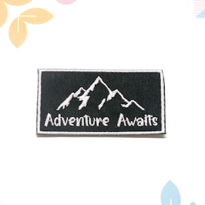 Adventure Awaits Mountain Patch Embroidered Iron-on Applique for Clothing & Jackets, Backpacks, Nature Hiking Trail, Camping Badge Souvenir