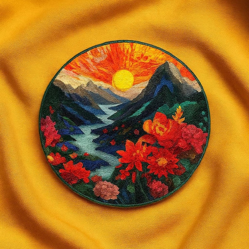 Wildflower Patch/Iron-On Patch/Nature Badge/Camping Gear & Hiking Gifts/Outdoor Patches/Sew-On Applique for Clothing Backpack Vest/Jackets 画像 1