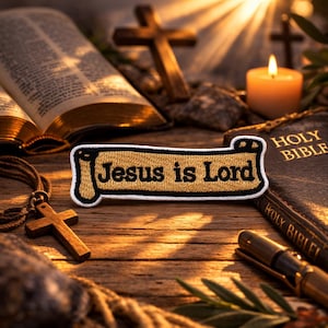 Jesus Is Lord Patch/Iron-On Patch/Christian Biker Vest/Religious Gift/Embroidered Sew-On Applique for Clothing Jacket Hats Backpack Gear