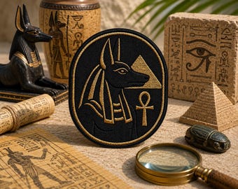 Anubis Jackal-headed Figure Patch/Iron-On Patch/Ancient Egyptian Gods/Mythology Gifts/Sew-On Applique for Clothing Vest/Jacket Hats Backpack