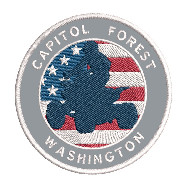 Embroidered Patch 3.5 Iron Sew-On Applique Extreme Sports Series ATV USA US Flag Seek Adventure Capitol Forest Washington