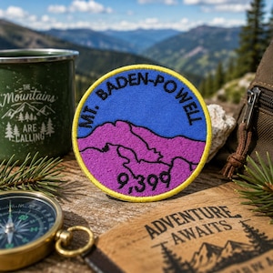 Mt. Baden Powell Patch/Iron-On Patch/Mountains/Nature Badge/Hiking & Camping/Embroidered Sew-On Applique for Clothing Vest/Jacket Backpack