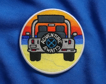 4x4 Patch/Iron-On Patch/Adventure Awaits/Beach Vibe Gift/Road Trip Top Off/Embroidered Sew-On Applique for Jacket Tote Bag Backpack Clothes