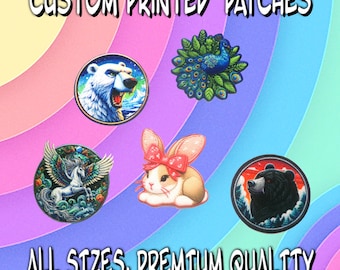Custom Photo Patch, Sublimated Patch, Embroidered Merrow or Satin Border Patch, Sublimation Dye Printed Twill Patch, Square, Triangle, Round