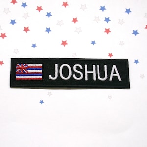 Custom Name Patch/Hawaii State Flag Patch/Personalized Name Tag Patch/Iron-On Embroidered Applique for Uniform/Costume/Jacket/Backpack/Biker