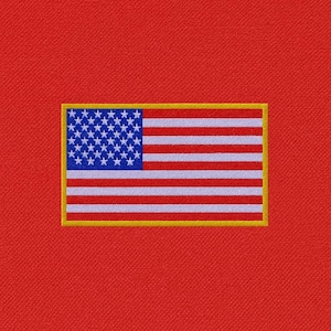 American Flag Patch Embroidered Iron-On - Veteran Made USA Badge - Gold Border, Durable Stitching, Military Uniform and Backpack Gear