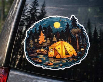 Camping In The Woods Sticker Decal/Vinyl Graphic Nature Sticker Decal/Car/Truck/Window/Bumper/Waterproof Vinyl Sticker/UV resistant Decal