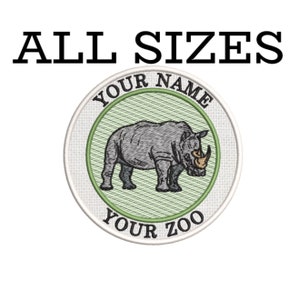 Rhinoceros Patch Custom Your Text Personalized Embroidered Iron-on Applique Vest Backpack, Nature Adventure African Safari Zoo Wild Animals
