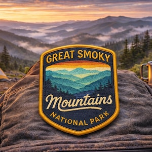 Great Smoky Mountains Patch/Iron-On Patch/National Park Gifts/Hiking Camping/Nature Badge/Sew-On Applique for Clothing Jacket/Vest Backpacks