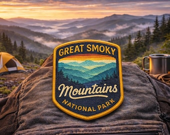 Great Smoky Mountains Patch/Iron-On Patch/National Park Gifts/Hiking Camping/Nature Badge/Sew-On Applique for Clothing Vest/Jacket Backpacks