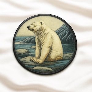 Polar Bear Patch/Iron-on Patch/Wild Animal Badge/Nature Wildlife Lover/Sew-On Decorative Applique for Clothing Vest/Jacket Hats Backpack