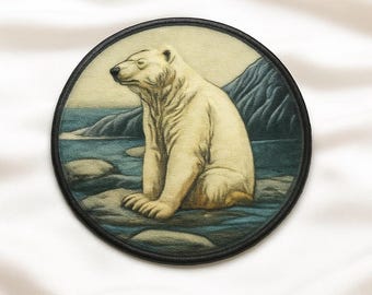 Polar Bear Patch/Iron-on Patch/Wild Animal Badge/Nature Wildlife Lover/Sew-On Decorative Applique for Clothing Vest/Jacket Hats Backpack