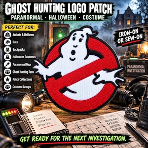 Ghostbusters No Ghosts Logo GB1 Uniform Embroidered Patch DIY Iron-On/Sew-On Decorative Applique, Halloween Costume Movie Film Kids Adults