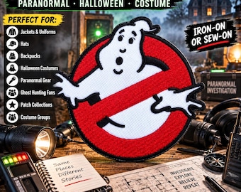 Ghostbusters No Ghosts Logo GB1 Uniform Embroidered Patch DIY Iron-On/Sew-On Decorative Applique, Halloween Costume Movie Film Kids Adults