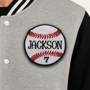 Personalized Baseball Name Patches, Custom Embroidered Baseball Number Patches Iron on/Sew on for Jackets, Backpacks, Game Day Patch