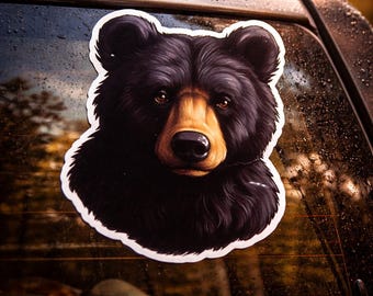 Black Bear Sticker, Vinyl Stickers Decals, Wild Animals Sticker, Nature Decal - Car Truck Window Bumper Graphics, American Black Bear