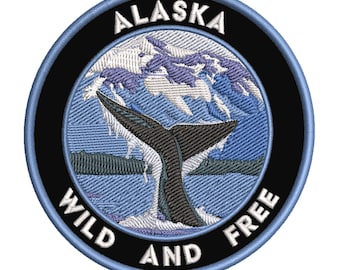 Alaska Wild And Free Embroidered 3.5" Patch - Iron/Sew - Bears Wildlife Adventure - Travel Vacation Tourist Souvenir - Explore More