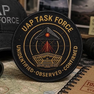 UAP Task Force Patch/Iron On Patch/Paranormal Badge/UFO Flying Saucers/Ancient Aliens/Government Secrets & Cover-Up/Sew-On Applique for Gear