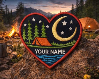 Custom Name Patch "Your Name/Text" with Moon and Stars/Iron-On Patch/Camping/Embroidered Sew-on Personalized Applique for Clothing Gear Hats