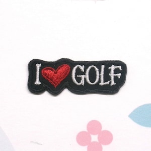 I Love Golf Patch Embroidered Iron-on Applique for Clothing & Golf Bag, Sports Patch, Country Club Patch, Patch for Backpacks, Jackets
