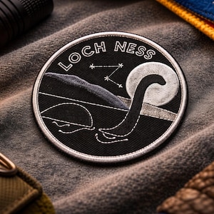 Loch Ness Monster Patch/Iron-On Patch/Paranormal Patch/Cryptid Badge/Embroidered Sew-On Applique for Clothing/Legendary Creatures/Scotland