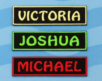 7"x3" XL haftowana naszywka z imieniem/spersonalizowana etykieta z imieniem/aplikacja do prasowania na plecaki/kostiumy/cosplay/łatka prostokątna/haft DIY