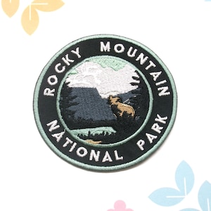 Rocky Mountain Patch 3.5&quot; Embroidered Iron-On Applique for Backpack, Jacket, Bear Patch, Nature Badge, Camping Patch, National Park Patches