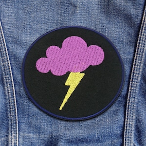Parche de nubes de tormenta bordado termoadhesivo, bonito aplique para ropa y mochilas, insignia de naturaleza, parche de aventura, parches para el clima y la lluvia.