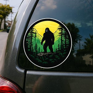 Bigfoot in the Forest Sticker, Vinyl Stickers Decals, Sasquatch Sticker, Myth Legend Decal - Car Truck Window Bumper Waterproof Graphics