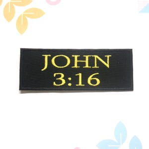 Custom "Your Verse" Bible Scripture Patch 4"x1.5" Embroidered Iron-On Applique for Clothing, Jacket, Christian Bikers, Personalized Patch