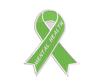 Mental Health Awareness Green Ribbon Patch Embroidered Iron-on Applique Vest Jacket Clothing Nurse Family Friends Help Fundraising
