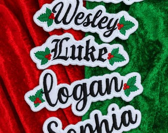 Custom Christmas Name Patch, Custom Name Patch, Sew/Iron On Embroidery Patches for Clothes Jackets Backpacks, Personalized Name Patches