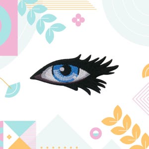 Right Blue Eyeball Eyelashes Patch Sew-on for Clothing & Backpack, Evil Eye Patch - Iron On - Embroidered Applique, Protection, Power, Style