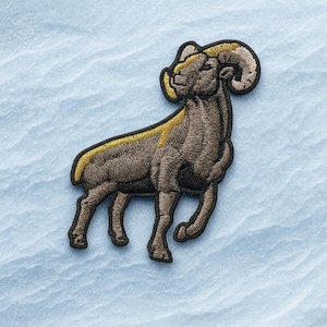 Big Horn Ram Patch/Iron-on Patch/Wild Animal Patch/Animal Badge/Animal Lover Gift/Decorative Patch/Park Patch/Nature Badge/Sew-On Embroidery