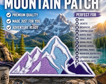 Mountain Patch/Iron-On Patch/Outdoor Adventure, Nature Hiking & Camping/Embroidered Sew-On Applique for Clothing Vest/Jacket Backpacks Gear