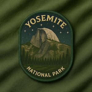 Yosemite Park Patch/Iron-On Patch/Starry Sky/Nature & Wildlife Badge/Sew-On Applique for Clothing Jacket/Hiking Camping Gear/Souvenir Gift