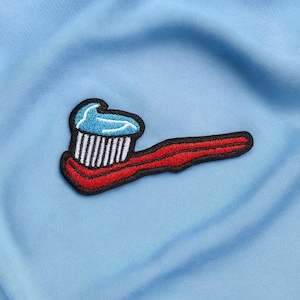 Toothbrush Patch/Iron-On Patch/Dental Hygienist/Dentist Badge for Kids & Adults/Embroidered Sew-On Applique for Clothing Vest/Jacket Bags