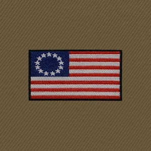 American Flag Patch USA 13-Stars Betsy Ross 1776 Embroidered Iron-On US Logo Applique for Uniforms & Backpacks, Military Patch, Veteran Gift