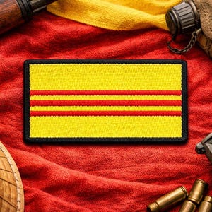 South Vietnam Flag Patch: Classic Yellow Red Stripes - Embroidered Iron-On or Sew-On, Military History, Collector Souvenir