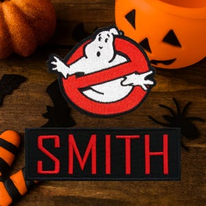 CHILD CUSTOM Name Tag No Ghost 2PK Emblem Iron-On Patch Applique Costume and Cosplay Movie Supernatural Paranormal Ghostbusters Ghost Buster