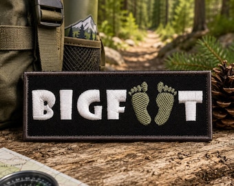 Bigfoot Patch/Iron-On Patch/Text Words/Sasquatch Cryptid/Paranormal Badge/Embroidered Sew-On Applique for Clothing Vest/Jacket Hats Backpack