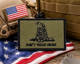Gadsden Flag Patch/Dont Tread On Me/Iron-On Patch/Custom Sizes/Military/Embroidered Sew-On Applique for Clothing, Vest, Hat Backpack Uniform