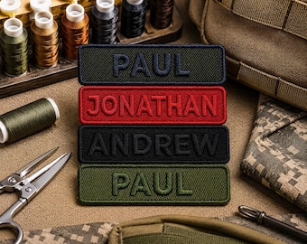 Personalized Name Patch Embroidered, Custom Text Patches Embroidered, Sew On/Iron On Patch Applique for Clothes Hats Backpacks ID Military