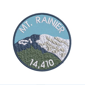 Mt. Rainier Embroidered Patch Iron-On Applique, Cosplay Vest Clothing Hiking Shoulder Badge Camping, Cabins, Outdoors Costumes DIY